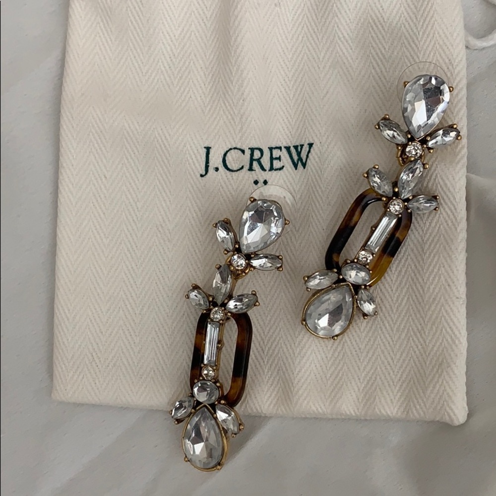 J Crew Tortoise shell/gem earrings